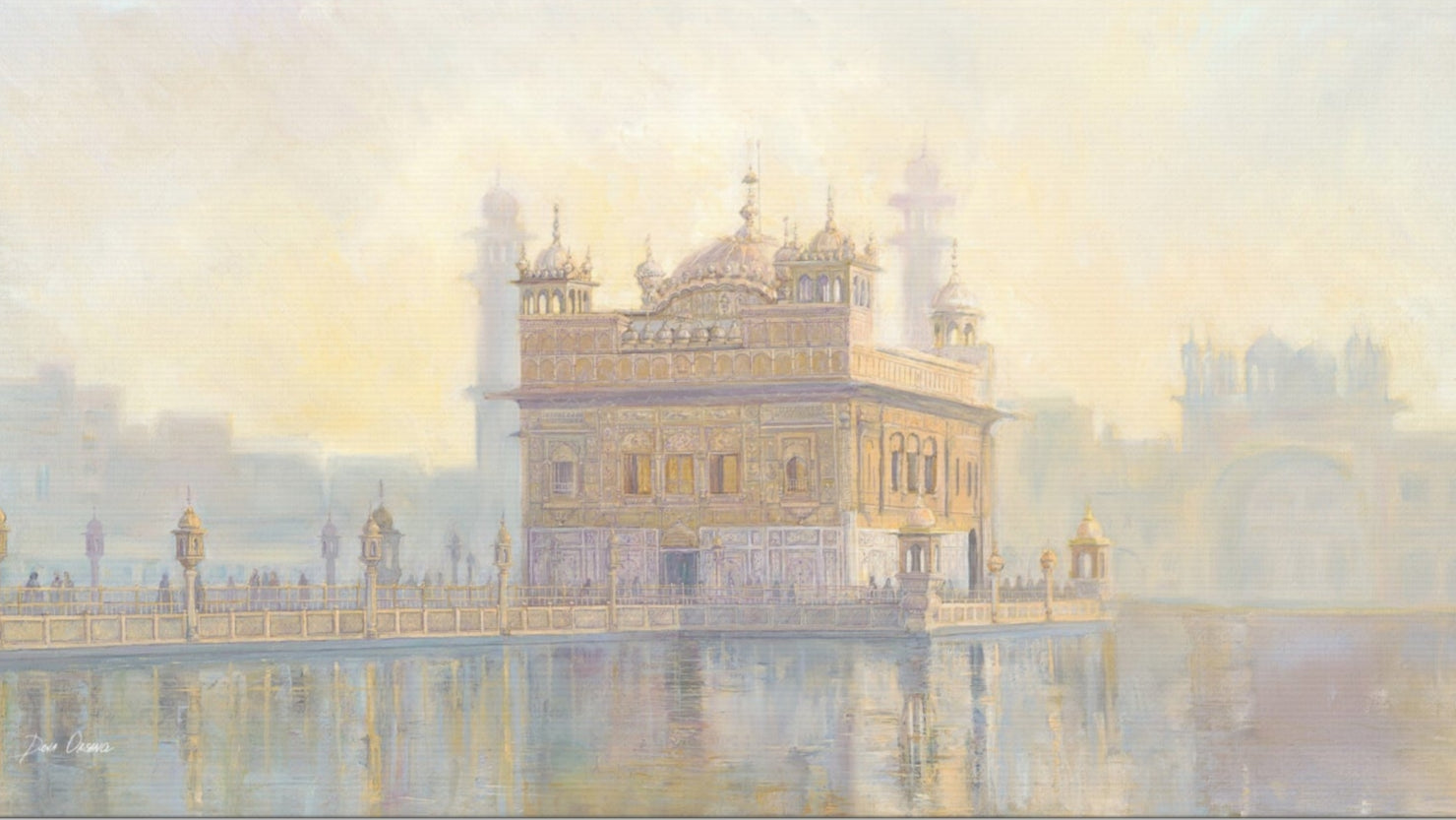 Misty Morning - Original Golden Temple Painting - Calm Tranquil